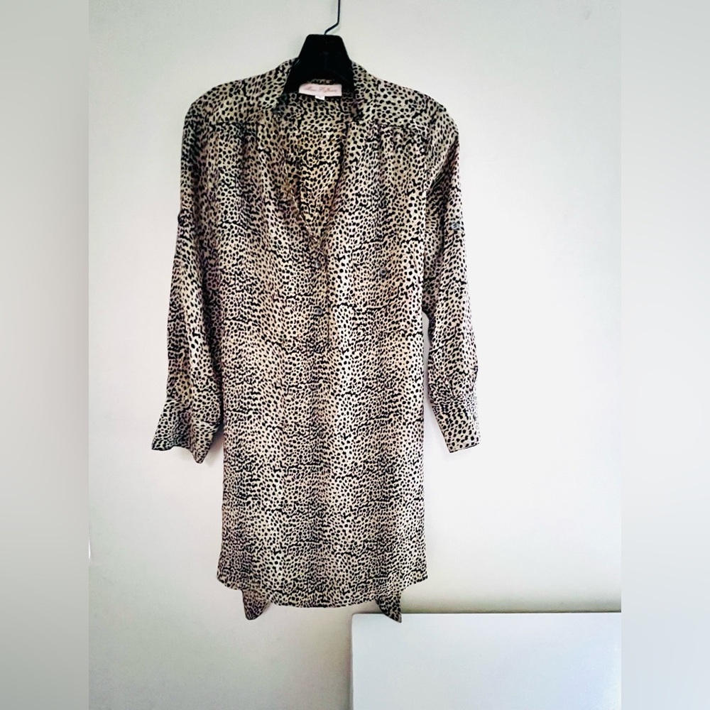 Black, Tan Leopard Print Dress w/ Cut out back